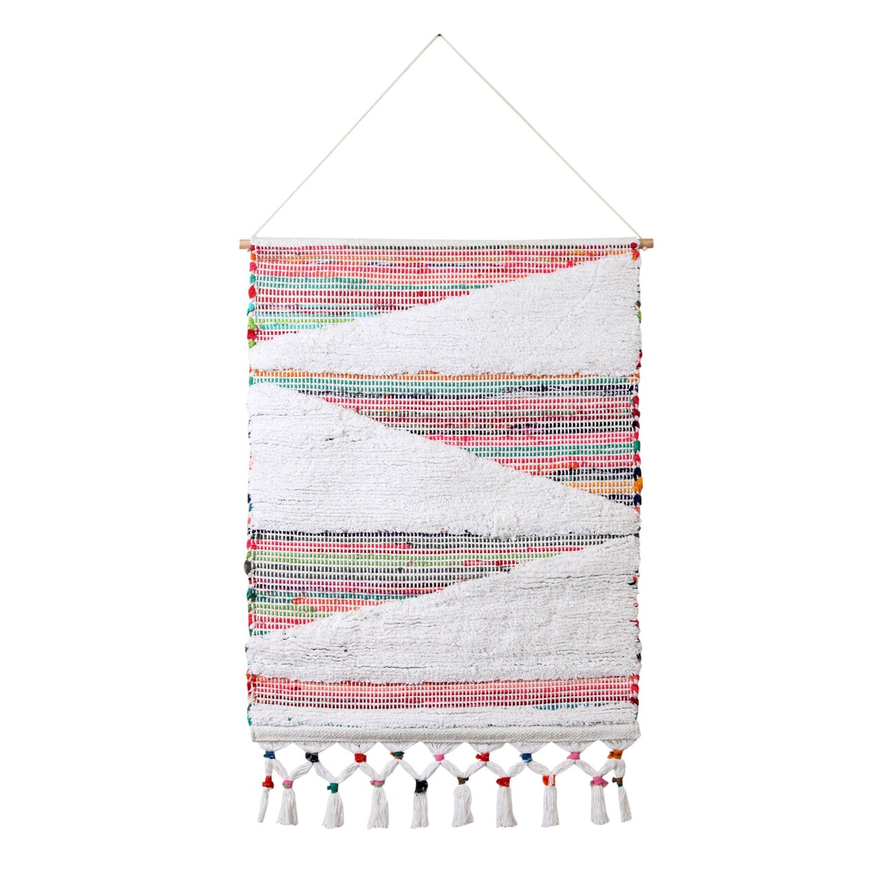 Laddha Home Designs Boho Chindi Woven Cotton Wall Hanging Tapestry 51" x 25.5"